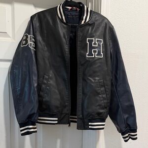 Tommy Hilfiger Navy and Black Varsity Bomber Jacket